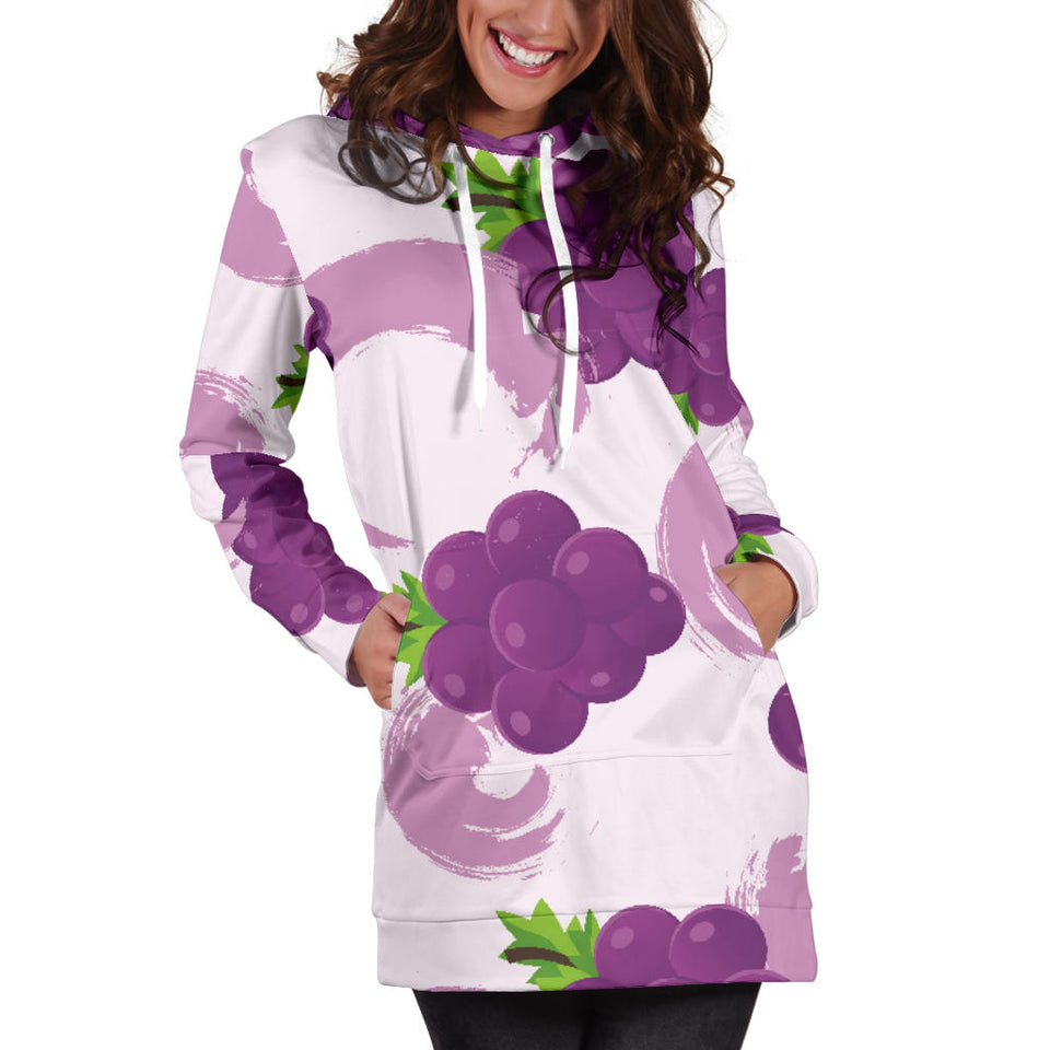 Cute Grape Pattern Women'S Hoodie Dress