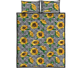sunflowers ribbon background Quilt Bed Set
