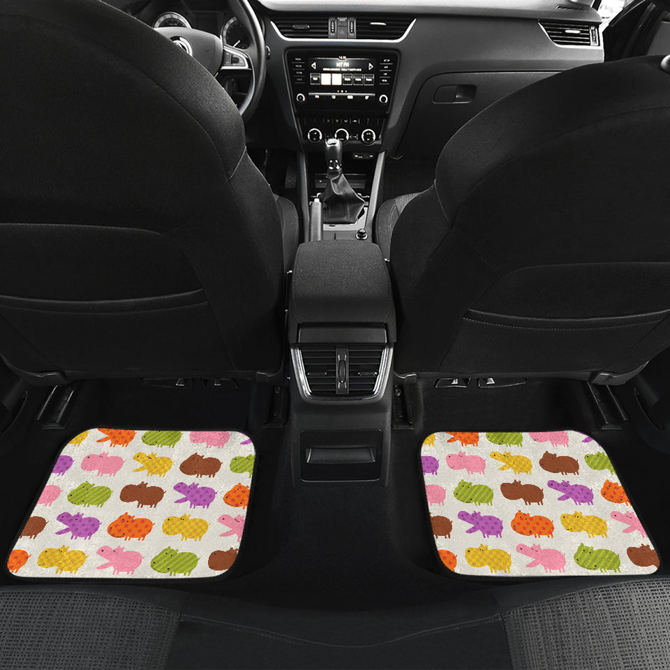 Hippopotamus Pattern Print Design 01 Front and Back Car Mats