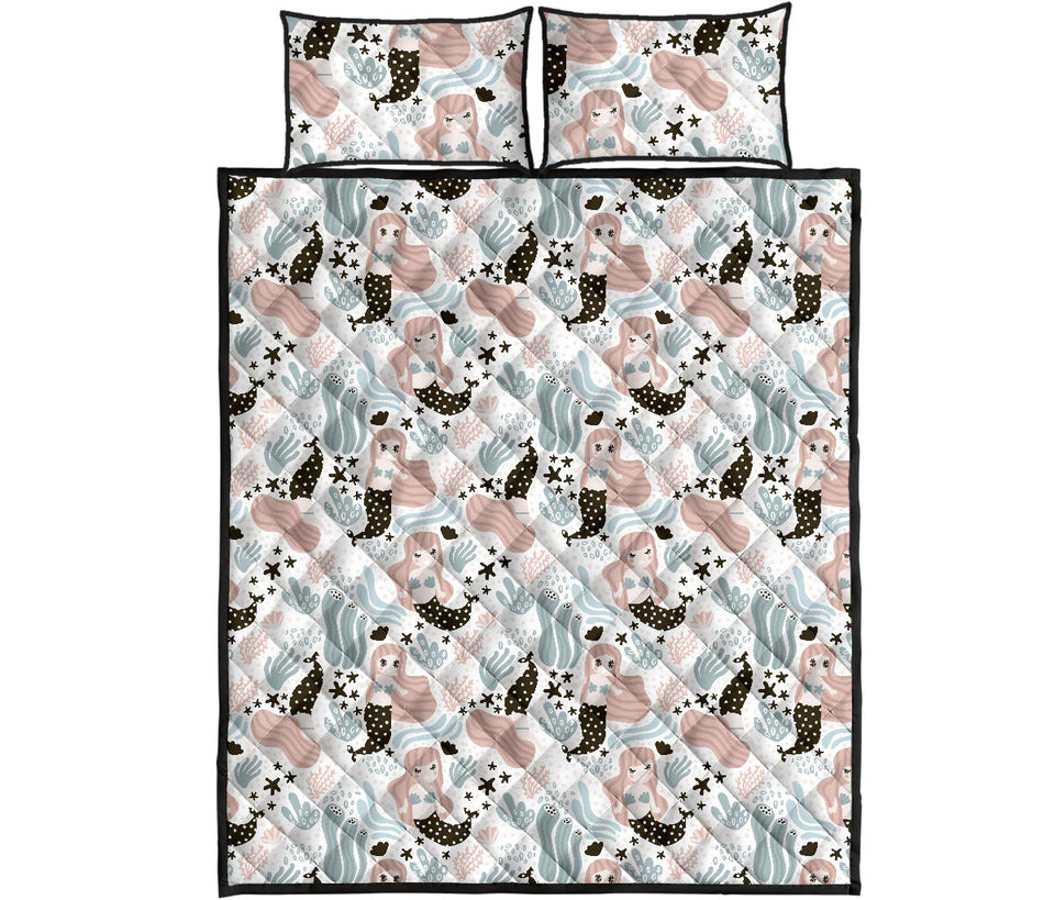 cute mermaid pattern Quilt Bed Set
