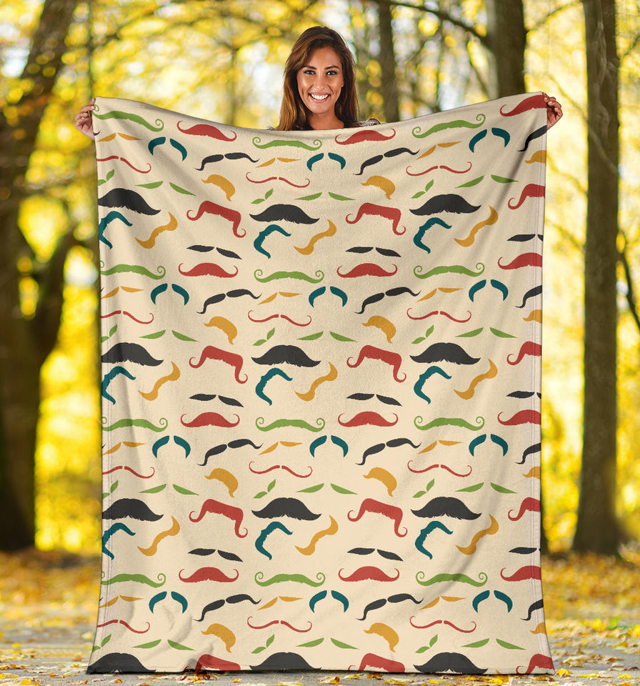 Mustache Beard Pattern Print Design 03 Premium Blanket