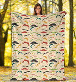 Mustache Beard Pattern Print Design 03 Premium Blanket