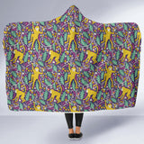 Cute Yellow Monkey Leaves Pattern Hooded Blanket