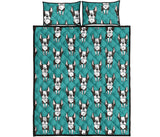 Hand drawn boston terrier dog pattern Quilt Bed Set