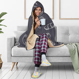 Sushi Pattern Black Background Hooded Blanket