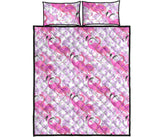 Pink flamingo flower pattern Quilt Bed Set