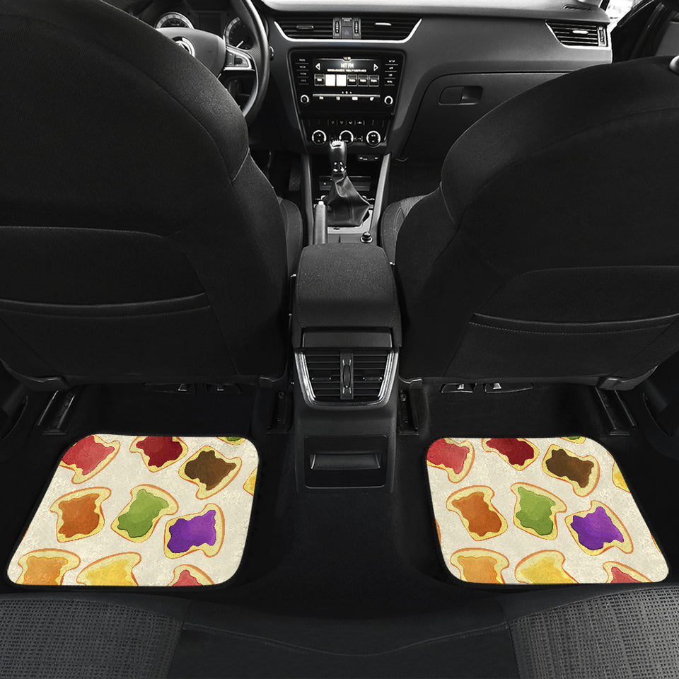 Bread Toast Pattern Print Design 02 Front and Back Car Mats