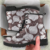 Garlic Bulb Dark Background Leather Boots