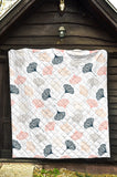 Black Gray Cream Coral Ginkgo Leaves Pattern Premium Quilt