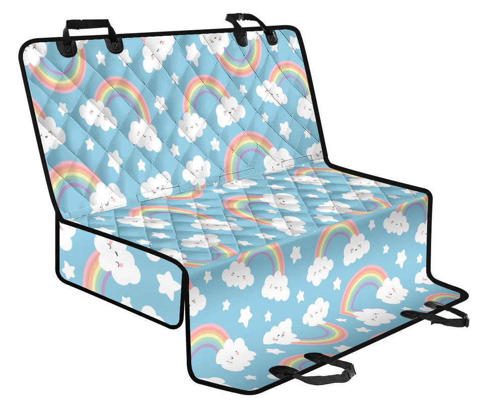 Cute Rainbow Clound Star Pattern Blue Background Dog Car Seat Covers
