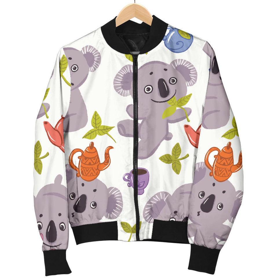 Cute Koalas Teapots Tea Women'S Bomber Jacket