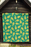 Pineapples Pattern Green Background Premium Quilt