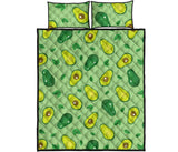 Avocado pattern green background Quilt Bed Set