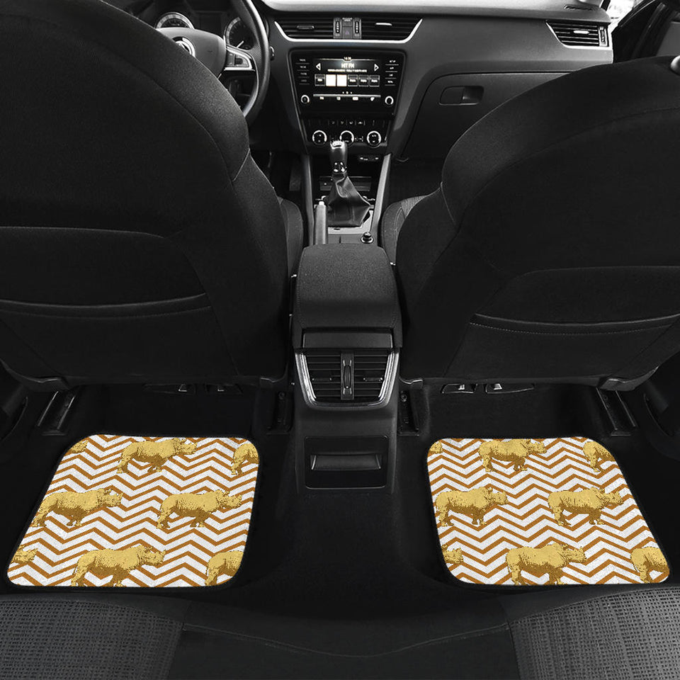 Rhino Yellow Theme Pattern Front And Back Car Mats