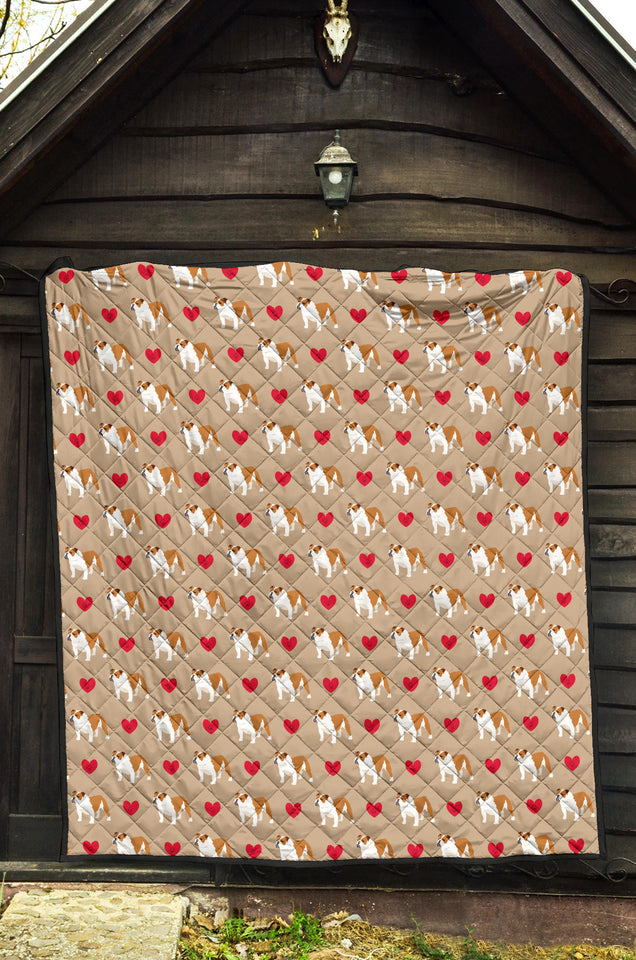 English Bulldog Pattern Print Design 05 Premium Quilt