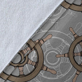 Nautical Wood Steering Wheel Pattern Premium Blanket