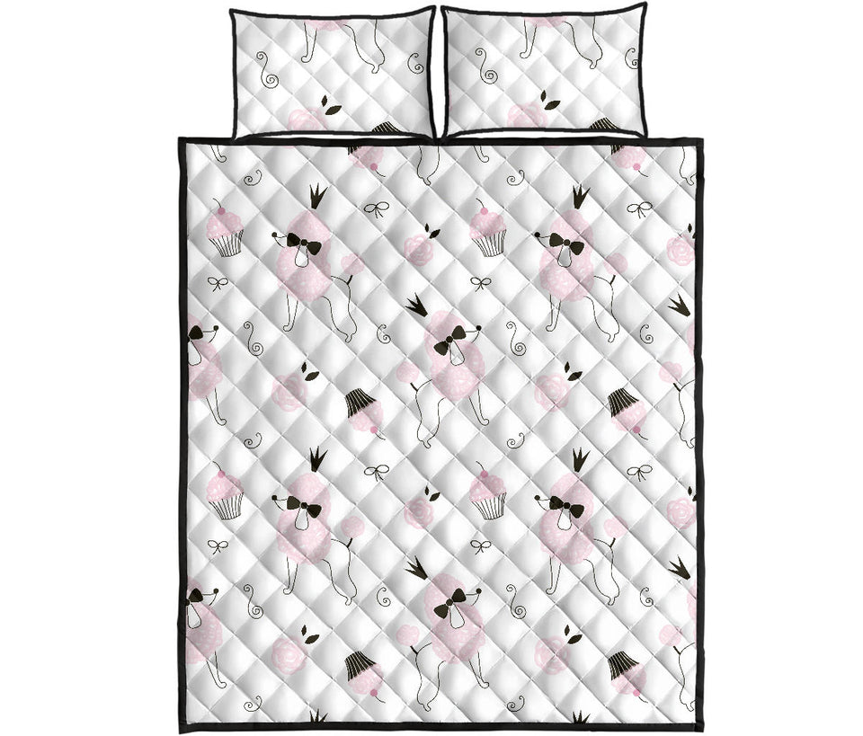 Poodle dog rose cake pattern Quilt Bed Set