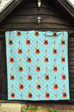 Electric Guitar Pattern Light Blue Background Premium Quilt