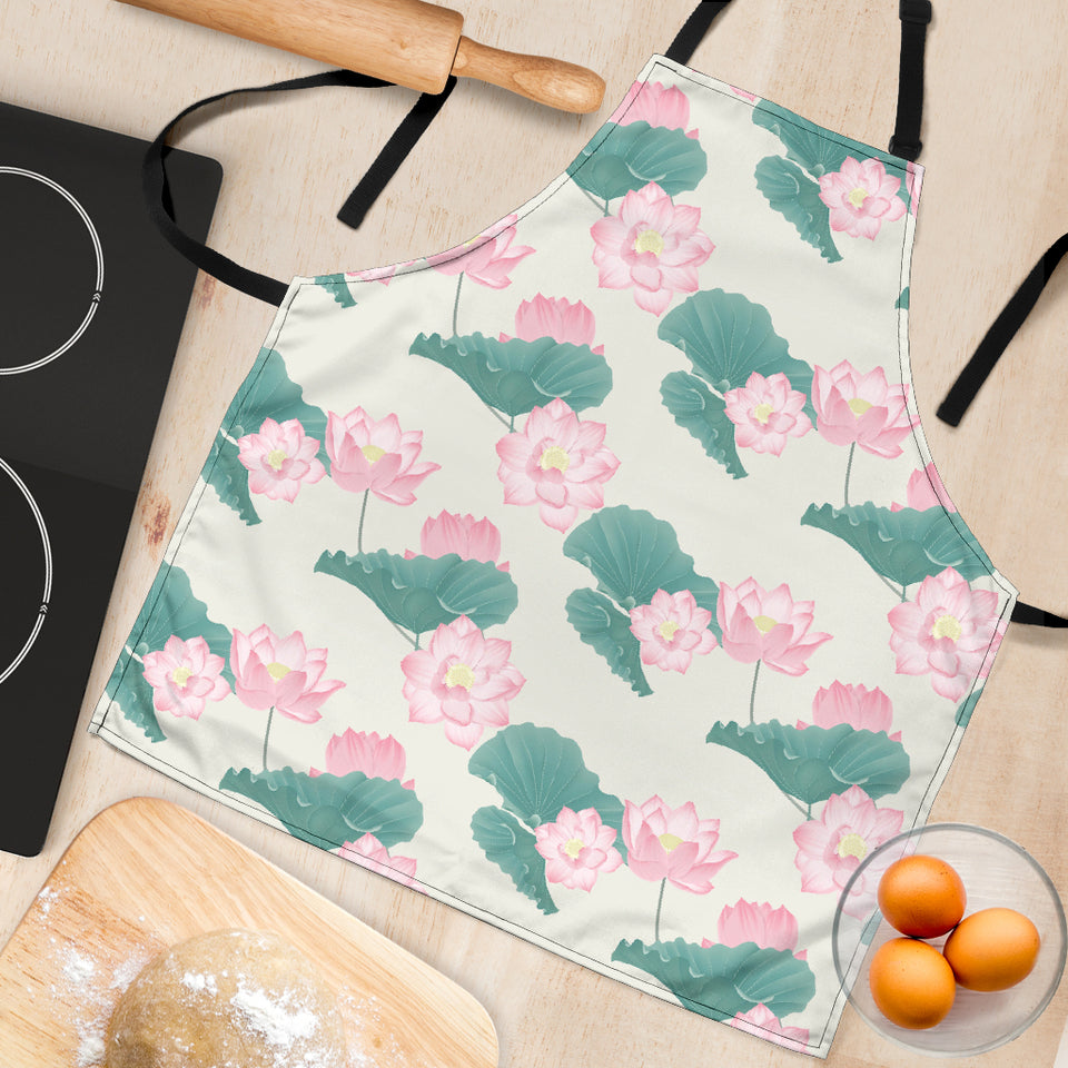 Pink Lotus Waterlily Leaves Pattern Adjustable Apron