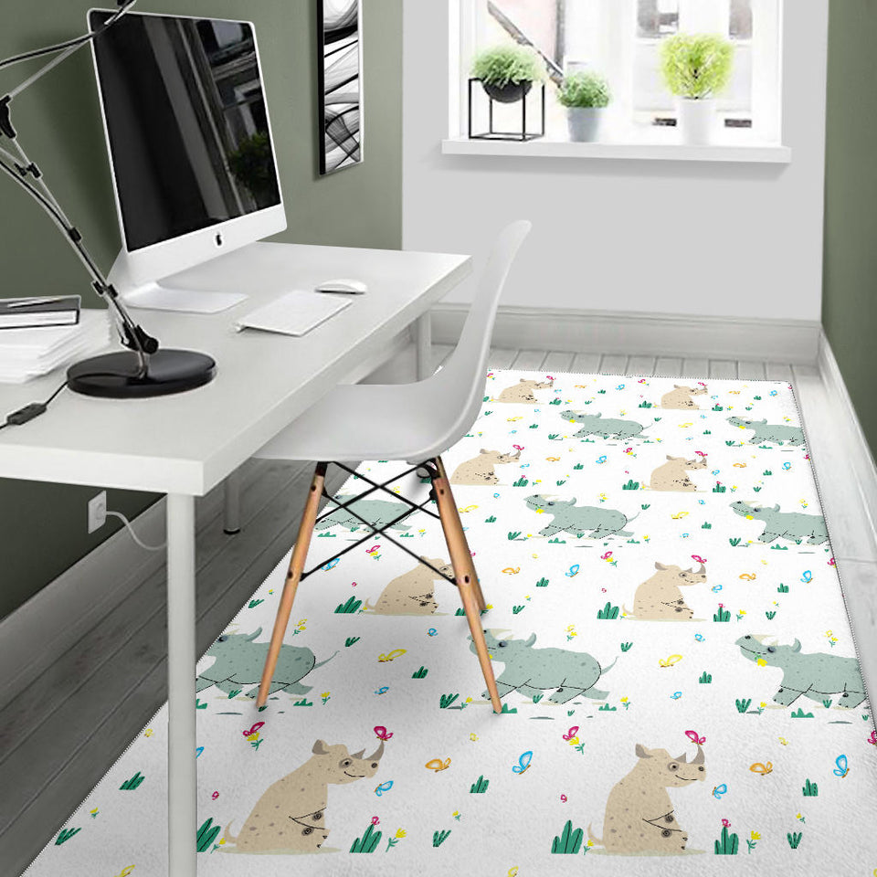 Cute Rhino Pattern Area Rug