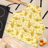 Saxophone Cornet Pattern Yellow Background Adjustable Apron