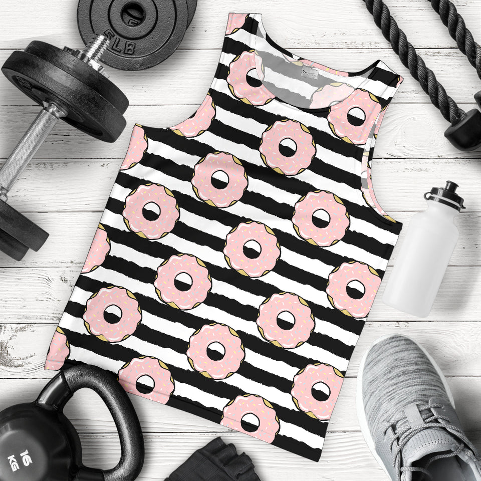 Donuts pink icing striped pattern Men Tank Top