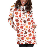 Colorful Maple Leaf Pattern Women'S Hoodie Dress