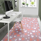 Coral White Heart Pattern Area Rug