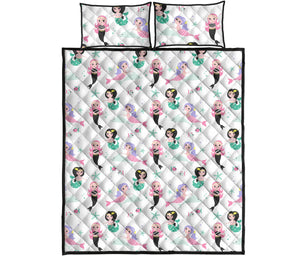 cute mermaid dolphin fish starfish pattern Quilt Bed Set
