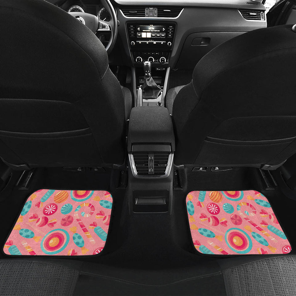 Colorful Candy Pattern Front And Back Car Mats