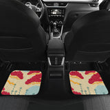 Red Bonsai Gray Sun Japanese Pattern Front And Back Car Mats