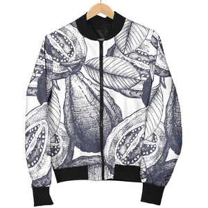 Guava Tropical Hand Drawn Pattern Women'S Bomber Jacket