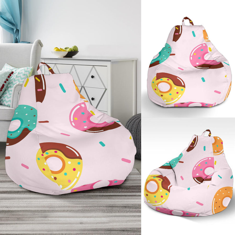 Donut Pattern Glaze Pink Background Bean Bag Cover