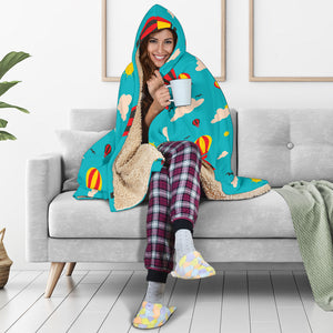 Hot Air Balloon Sky Pattern Hooded Blanket