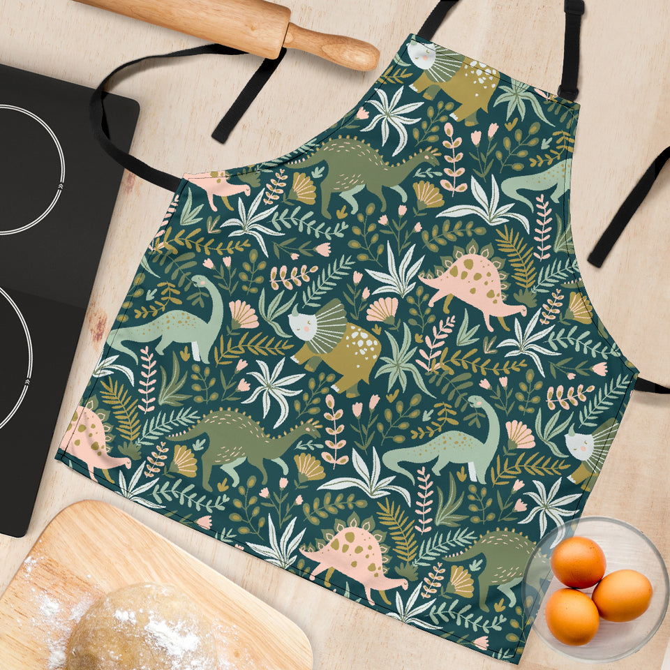 Dinosaurs Tropical Leaves Flower Pattern Adjustable Apron