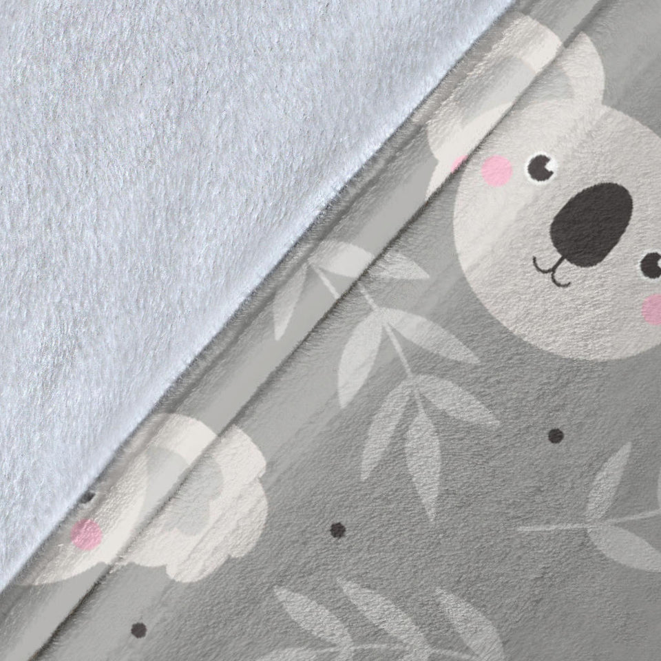 Cute Koala Leaves Pattern Premium Blanket