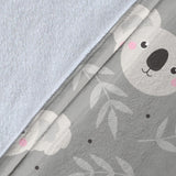 Cute Koala Leaves Pattern Premium Blanket