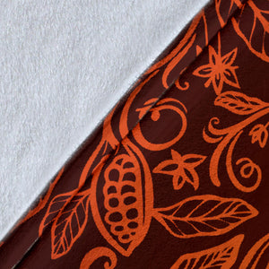 Cocoa Beans Tribal Polynesian Pattern Premium Blanket