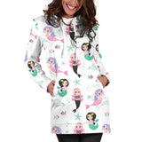 Cute Mermaid Dolphin Fish Starfish Pattern Women'S Hoodie Dress