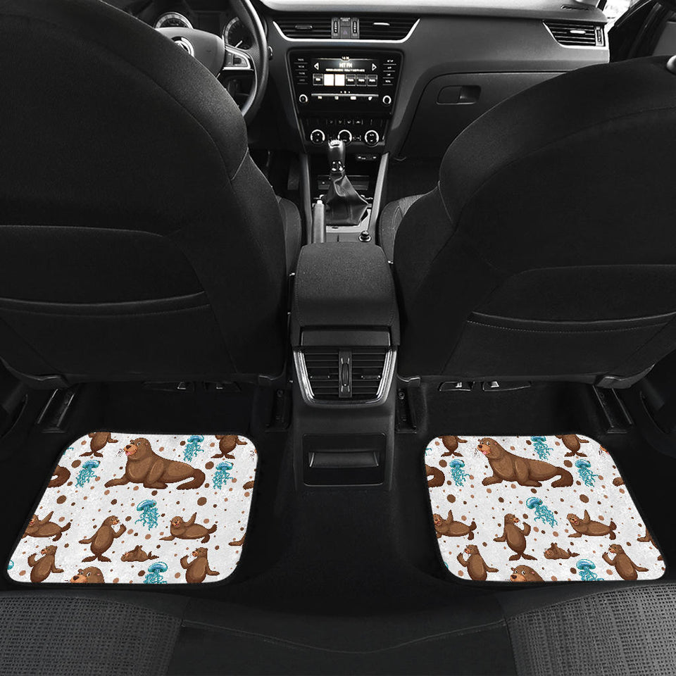 Sea Lion Seals Jellyfish Pattern Front And Back Car Mats