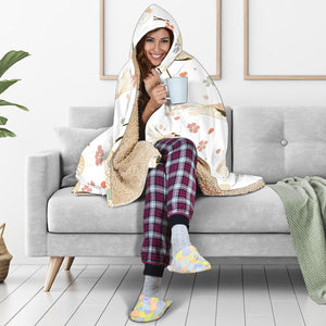 Beautiful Japanese Cranes Pattern Hooded Blanket