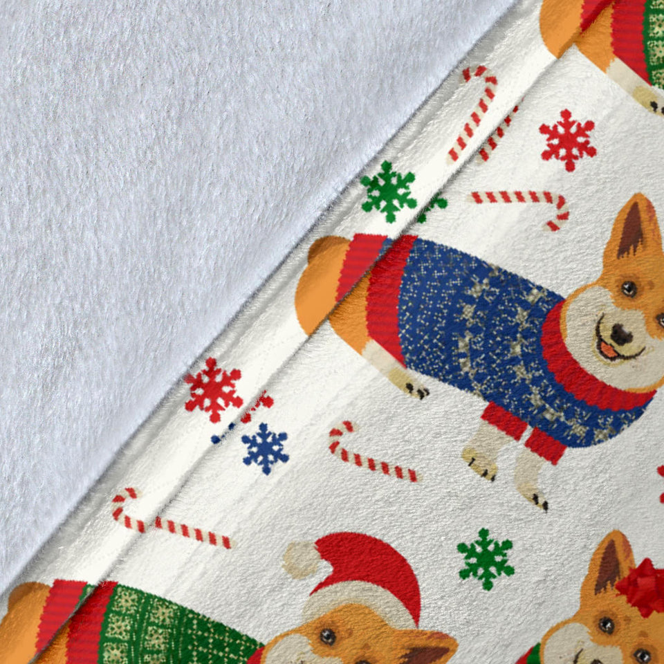 Corgi Christmas Pattern Premium Blanket