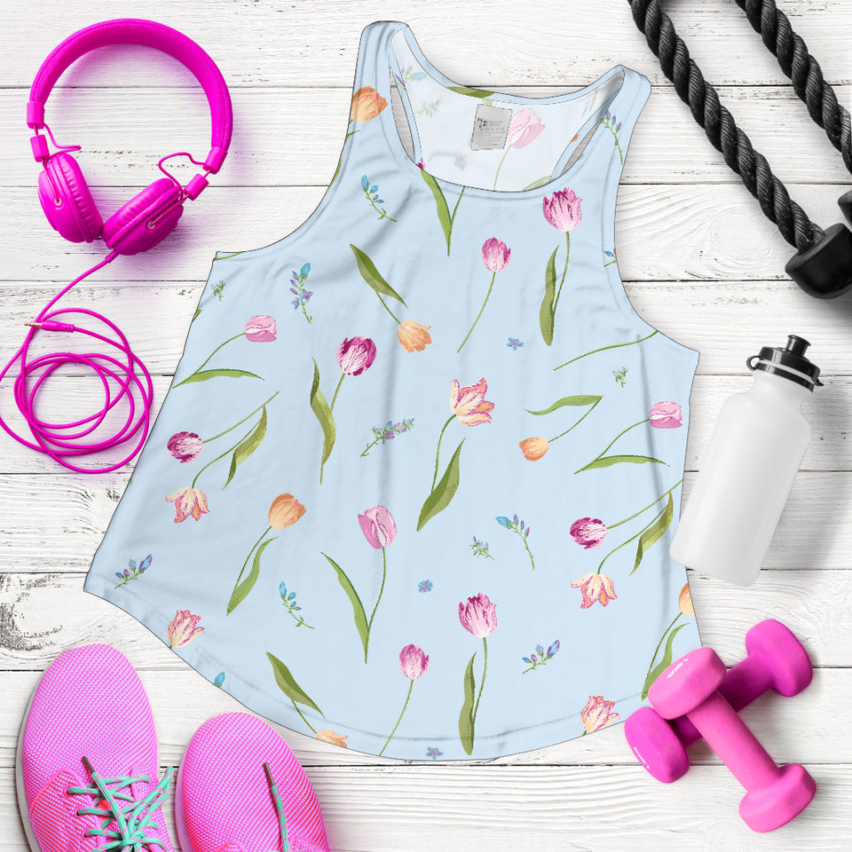 Watercolor Tulips pattern Women Racerback Tank Top