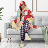 Red Bonsai Gray Sun Japanese Pattern Hooded Blanket