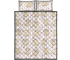 cute owl leaf Quilt Bed Set