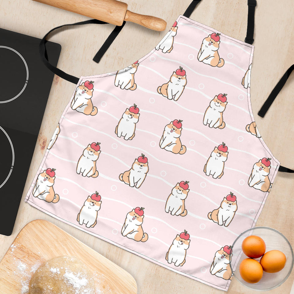 Cute Shiba Inu Dog Apple Pattern Adjustable Apron