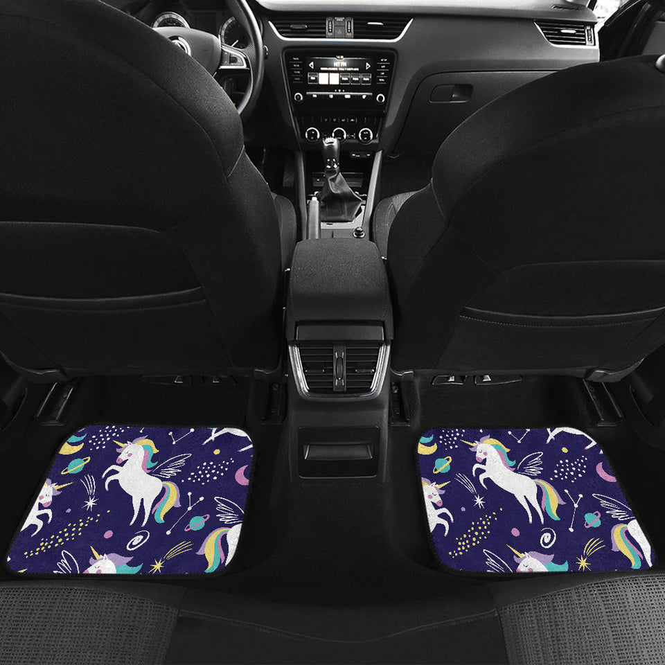 Hand Drawn Cute Unicorn Star Planet Front And Back Car Mats
