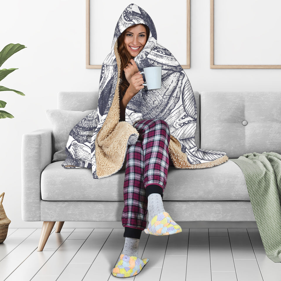 Guava Tropical Hand Drawn Pattern Hooded Blanket