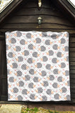 Hedgehog Pattern Print Design 04 Premium Quilt