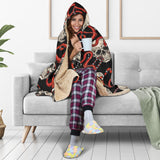 Red Snake Skull Pattern Hooded Blanket